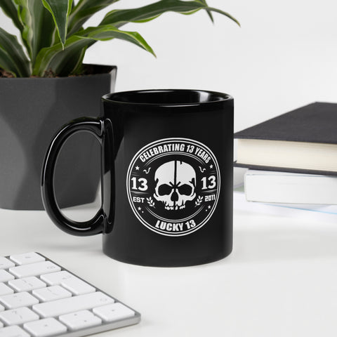 Lucky 13 - Anniversary Black Glossy Mug